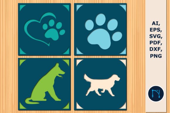 Paper Cut Dog Invitation Card SVG Bundle